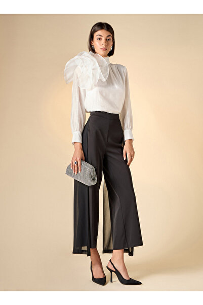 Iconic Floral Applique Top With High Neck And Long Sleeves