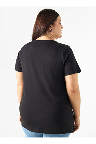 Ulla Popken Plus Size Ulla Popken Graphic Print T-shirt with Crew Neck