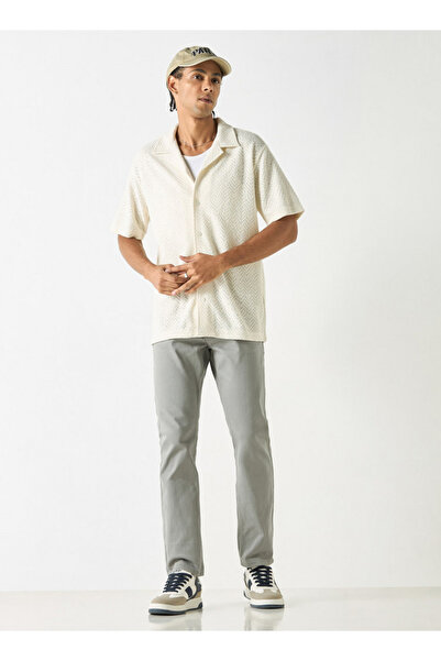 FAV Textured Camp Collar Shirt with Short Sleeves