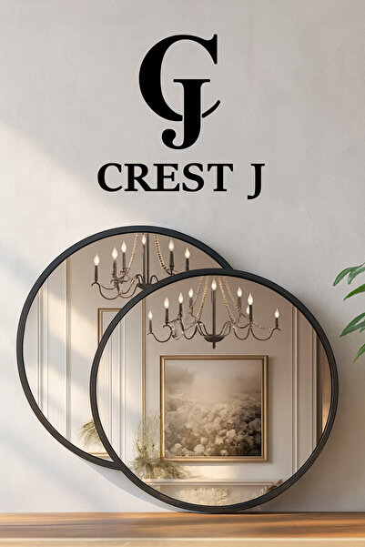 Crestj 2 Elegant Round Wall Mirrors with Black Frame | 80cm