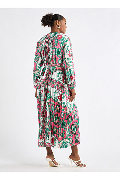 FAV All-over Print Maxi Shirt Dress With Long Sleeves