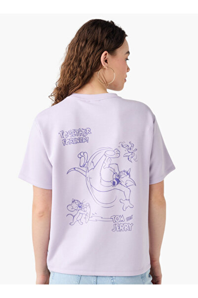 SP Characters Tom and Jerry Print Crew Neck T-shirt with Short Sleeves