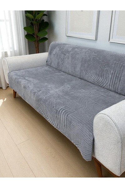 coverbox Husa pentru canapea WELSOFT cu baza anti-alunecare din burete - Husa pentru canapea extensibila 170x210 (1 bucată) CULOARE GREY