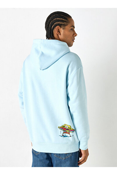 SP Characters Spongebob Print Hoodie With Kangaroo Pocket