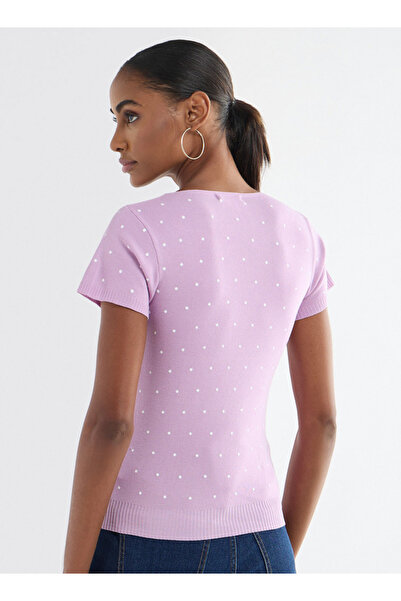 FAV Textured Square Neck T-shirt With Short Sleeves