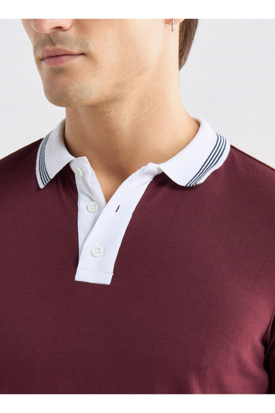 FAV Colourblock Polo T-shirt with Short Sleeves and Button Closure