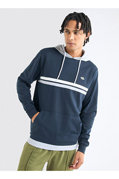 FAV Striped Hooded Sweatshirt with Long Sleeves and Kangaroo Pockets