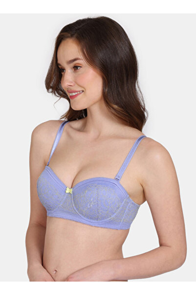 Zivame Lace Detail Padded Wired Balconette Bra with Detachable Straps
