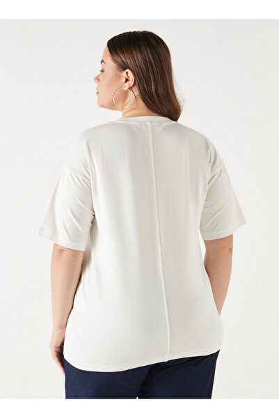 Ulla Popken Plus Size Ulla Popken Embroidered T-shirt with Short Sleeves