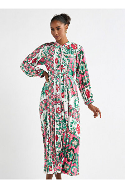 FAV All-over Print Maxi Shirt Dress With Long Sleeves
