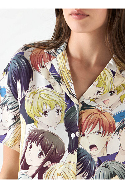 SP Characters قميص بطبعة أنمي كاملة بأكمام قصيرة