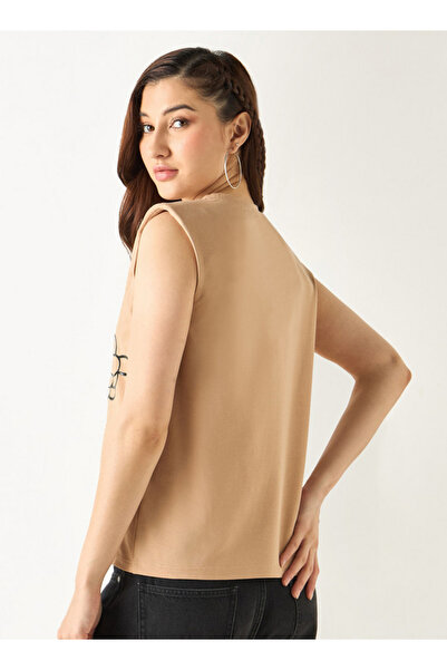 SP Characters Garfield Print Sleeveless T-shirt With Crew Neck