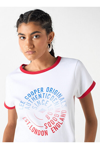 Lee Cooper Printed Round Neck T-shirt with Short Sleeves