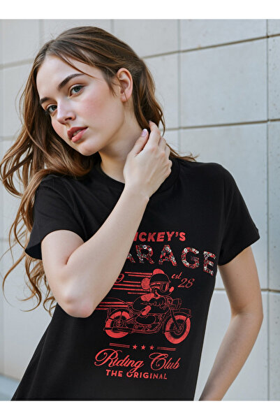 SP Characters Mickey Mouse Print T-shirt with Crew Neck