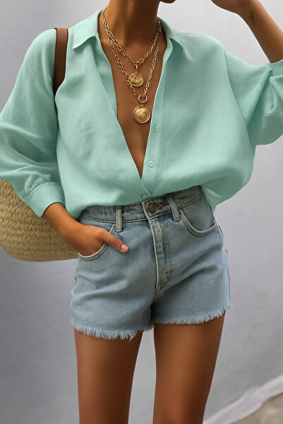 King Brothers New Season Colorful Linen Ayrobin Oversize Boyfriend Shirt