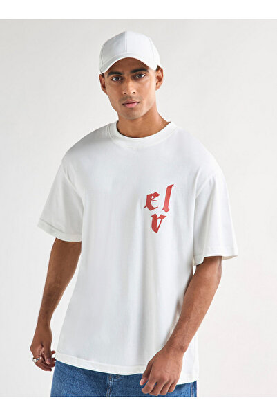 FAV Dragon Print T-shirt with Crew Neck and Short Sleeves