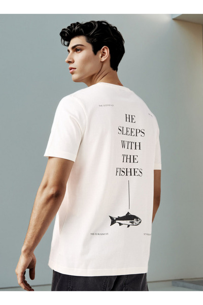 FAV تي شيرت مطبوع عليه فيلم The Godfather برقبة دائرية