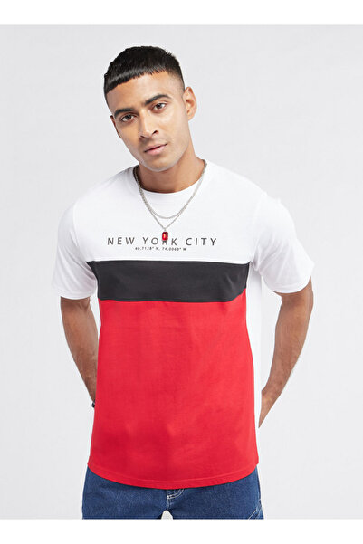 FAV Colourblock T-shirt with Crew Neck and Short Sleeves