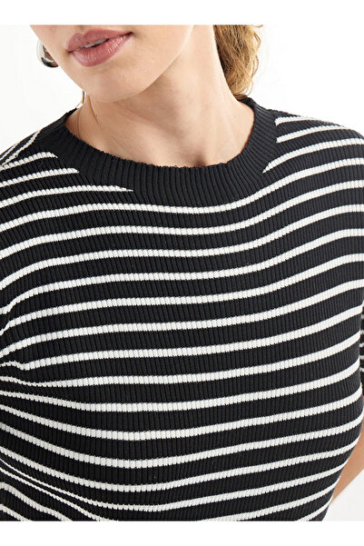 FAV Striped High Neck T-shirt With Short Sleeves