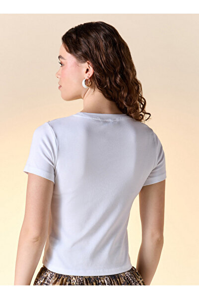 FAV Embellished Crew Neck T-shirt with Short Sleeves