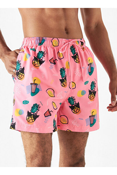 FAV All-Over Print Swim Shorts with Drawstring Closure and Pockets