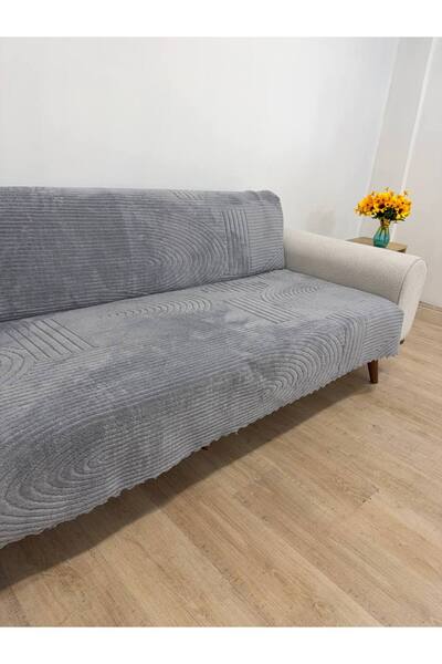 coverbox Husa pentru canapea WELSOFT cu baza anti-alunecare din burete - Husa pentru canapea extensibila 170x210 (1 bucată) CULOARE GREY