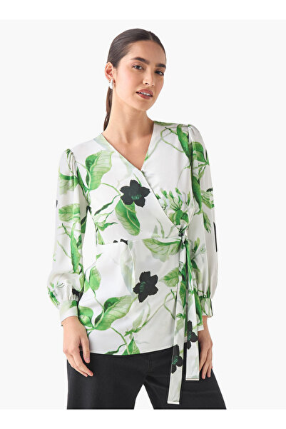 Iconic بلوزة مطبوعة ملفوفة مع حزام ربط