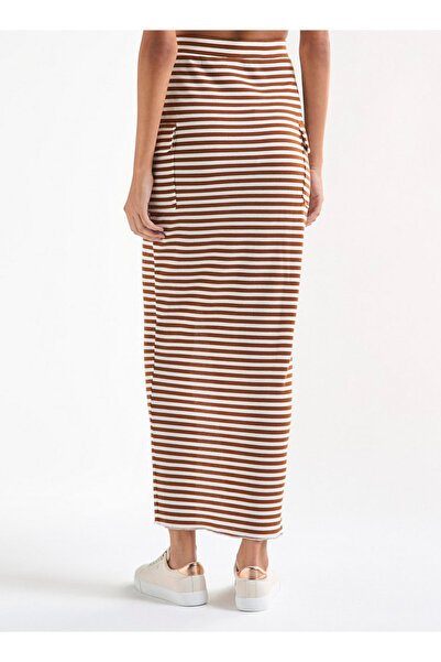 FAV Striped Pencil Skirt with Pockets and Slit