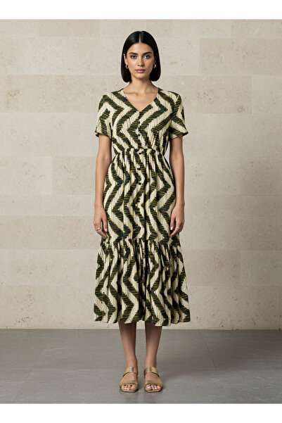 FAV Printed Tiered Women Dress with Short Sleeves