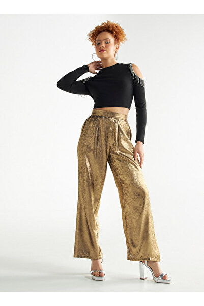 FAV Textured Wide Leg Pants with Semi-Elasticated Waistband and Pockets