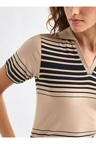FAV Striped Polo Dress with Short Sleeves