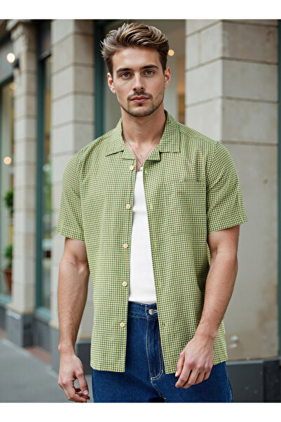 Lee Cooper Lee Cooper Regular Fit Checked Collared Shirt with Chest Pocket