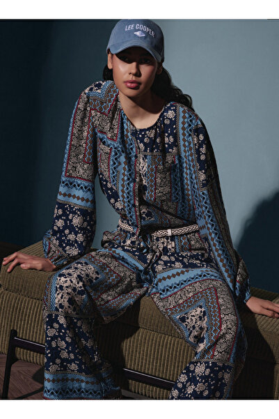 Lee Cooper All-Over Print Top with Long Sves and Tie-Up Detail