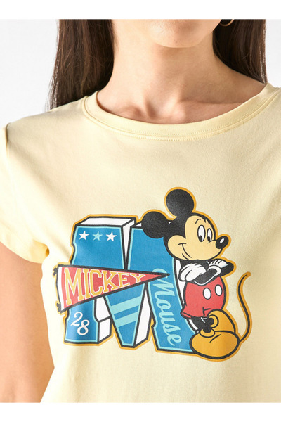 SP Characters Mickey Mouse Print T-shirt with Crew Neck and Short Sleeves