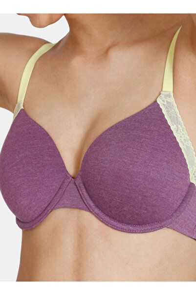 Zivame Lace Detail Padded Wired T-shirt Bra with Hook and Eye Closure