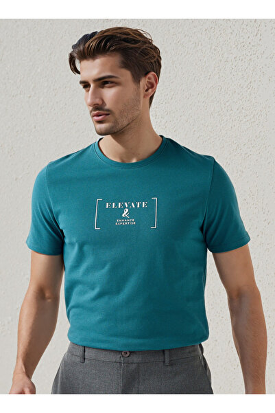 Iconic Men Slim Fit Crew Neck Short Sleeves Printed T-shirt