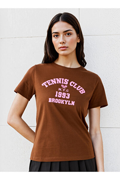 FAV Varsity Print T-shirt with Crew Neck