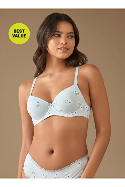 FAV حمالة صدر مبطنة بطبعة زهور كاملة مع إغلاق بخطاف وعين