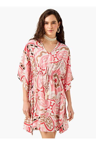 FAV قفطان مطبوع برباط ورقبة على شكل حرف V