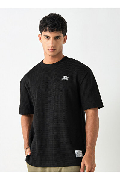 Starter Logo Applique Crew Neck T-shirt with Short Sleeves