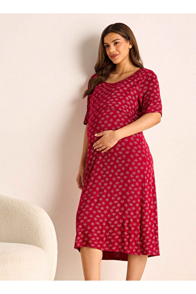 FAV Printed Maternity Sleepshirt with Short Sleeves