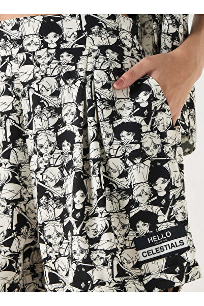 SP Characters All-Over The Celestials Print Shorts with Semi-Elasticated Waistband and Pockets