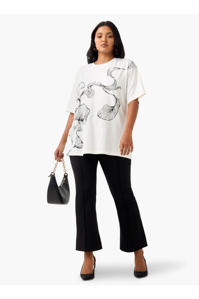 Ulla Popken Plus Size Printed T-shirt With Short Sleeves And Round Neck