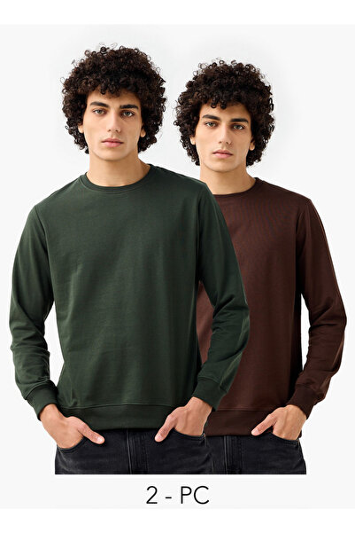 FAV سويت شيرت رجالي بقصّة عادية من مزيج القطن - طقم من قطعتين