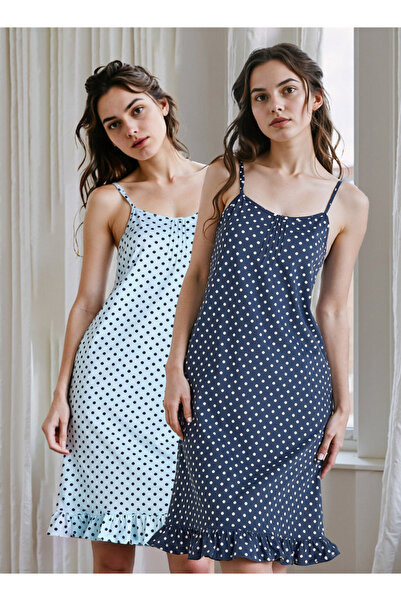 FAV طقم من قطعتين - فستان داخلي بطبعة نقاط البولكا
