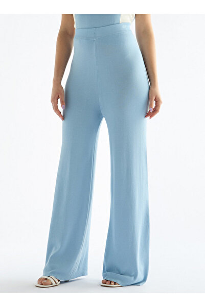 FAV Solid Wide Leg Pants With Ribbed Waistband