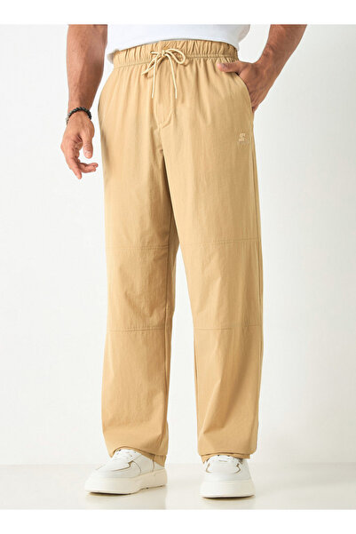 Starter Solid Flexi Waist Trousers with Drawstring Closure and Pockets