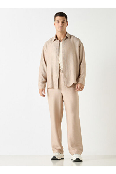 Iconic Textured Relaxed Fit Pants With Flexi Waist And Pockets