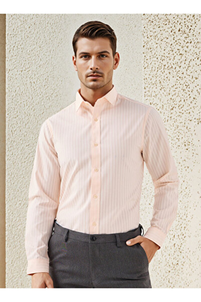 FAV Regular Fit Striped Collared Dobby Shirt with Long Sleeves