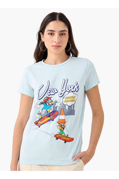 SP Characters تي شيرت بطبعة توم وجيري مع رقبة دائرية وأكمام قصيرة